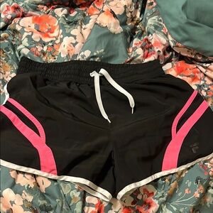 Black and Pink FILA Women's Athletic Shorts